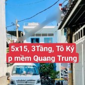 Bán gấp nhà 3TẦNG 75M2 NGANG 5M CHỈ HƠN 3TỶ TÔ KÝ, PM QUANG TRUNG Q.12